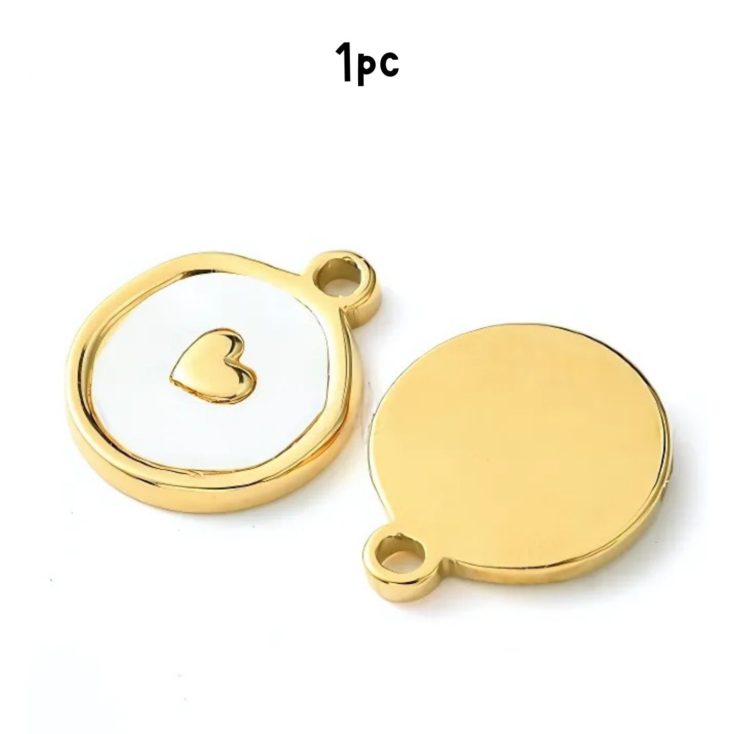 GP Stainless Steel Heart, White Shell, 1pc, 14.5x12.5x2mm, Hole: 1.6mm, Charms/Pendants, 2gms/0.07oz