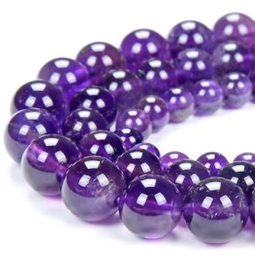8mm Amethyst, 7.5” Strand, Approx 24 Beads, Round, Natural, 1mm Hole, Gemstones, 20gms/0.71oz