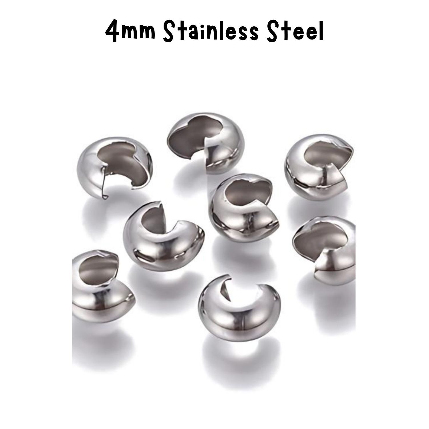 4mm Stainless Steel Crimp Covers, 20pcs, 2gms/0.08oz