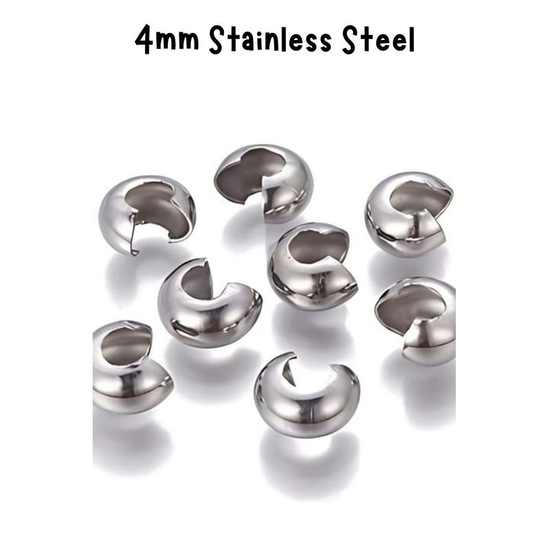 4mm Stainless Steel Crimp Covers, 20pcs, 2gms/0.08oz