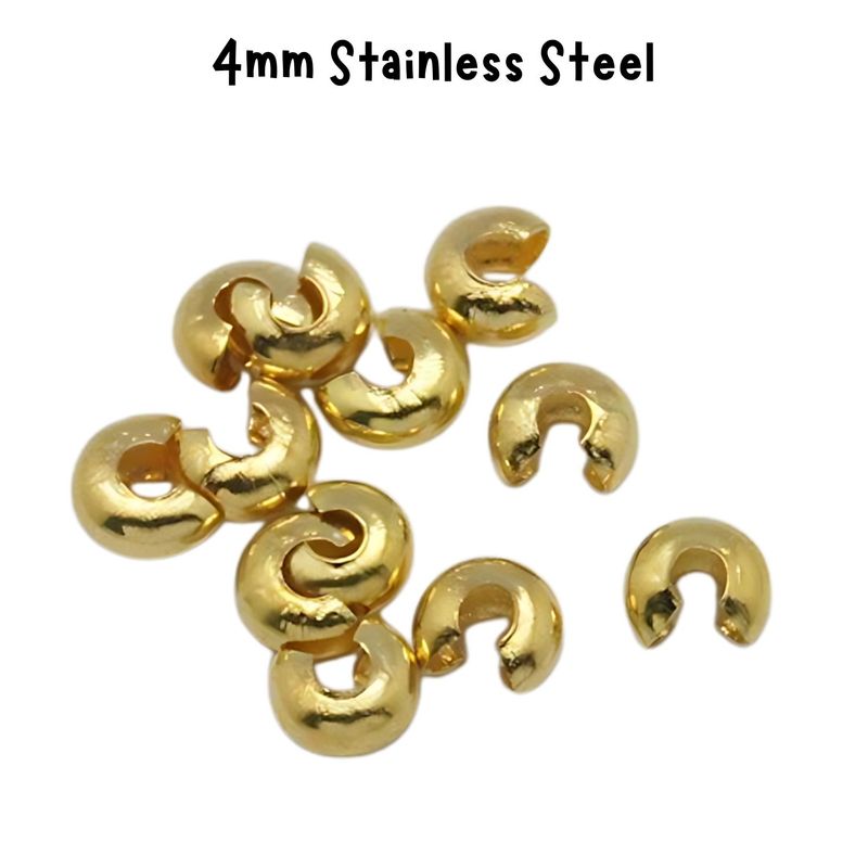 4mm GP Stainless Steel Crimp Covers, 10pcs, 5gms/0.18oz