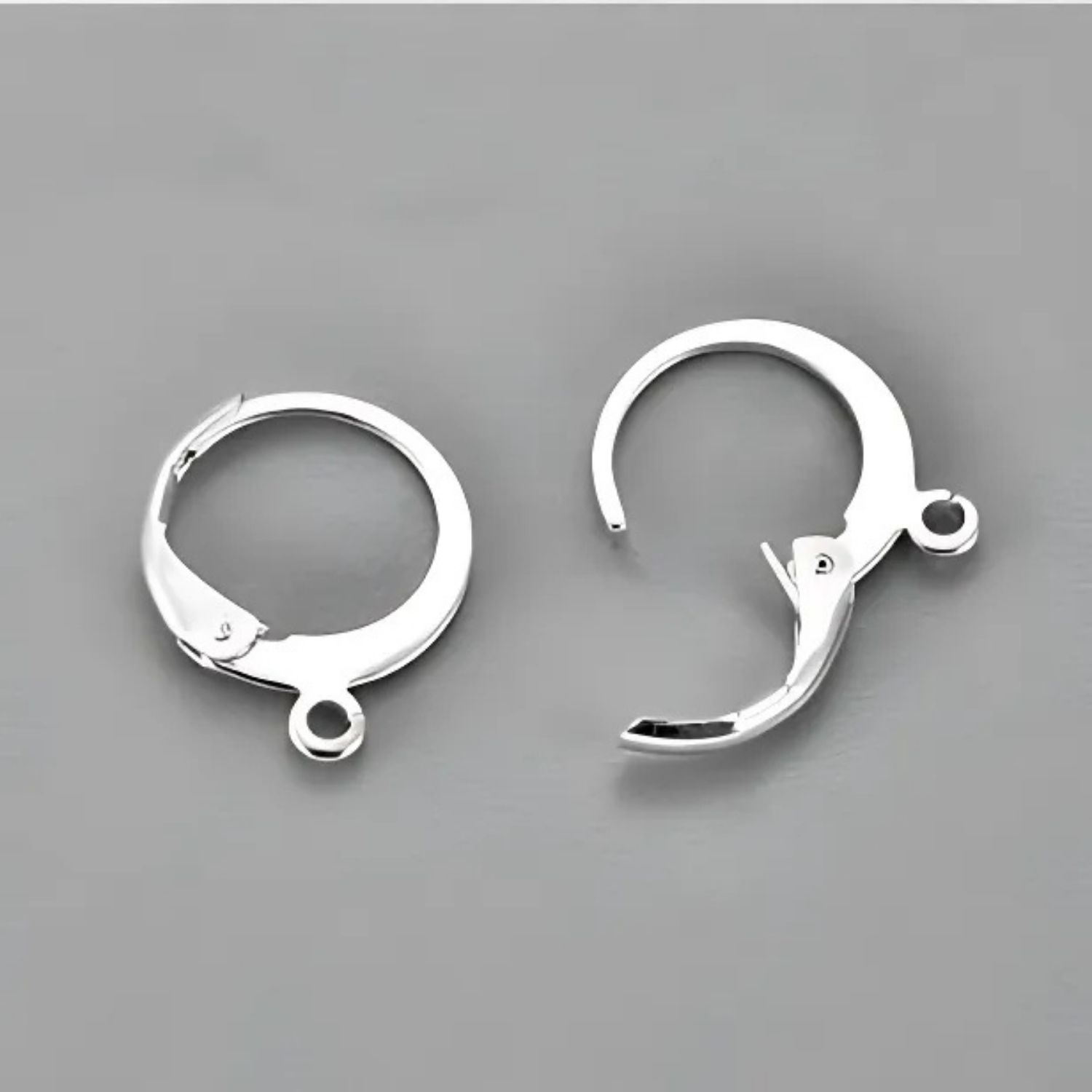 SP Stainless Steel Round Lever Back Ear-Wires, 10pcs, Earring Hooks, 14x12x2mm, W/1.2mm Hole, 11gms/0.39oz