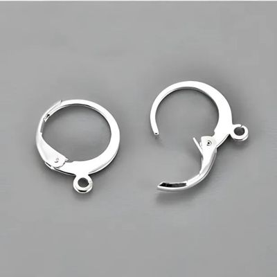 SP Stainless Steel Round Lever Back Ear-Wires, 10pcs, Earring Hooks, 14x12x2mm, W/1.2mm Hole, 11gms/0.39oz