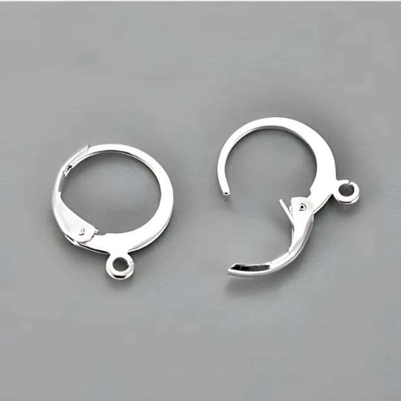 SP Stainless Steel Round Lever Back Ear-Wires, 10pcs, Earring Hooks, 14x12x2mm, W/1.2mm Hole, 11gms/0.39oz