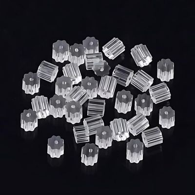 Acrylic/Plastic Earring Backs/Nuts, Clear, Approx 100pcs, 3x3x3mm, 3gms/0.14oz