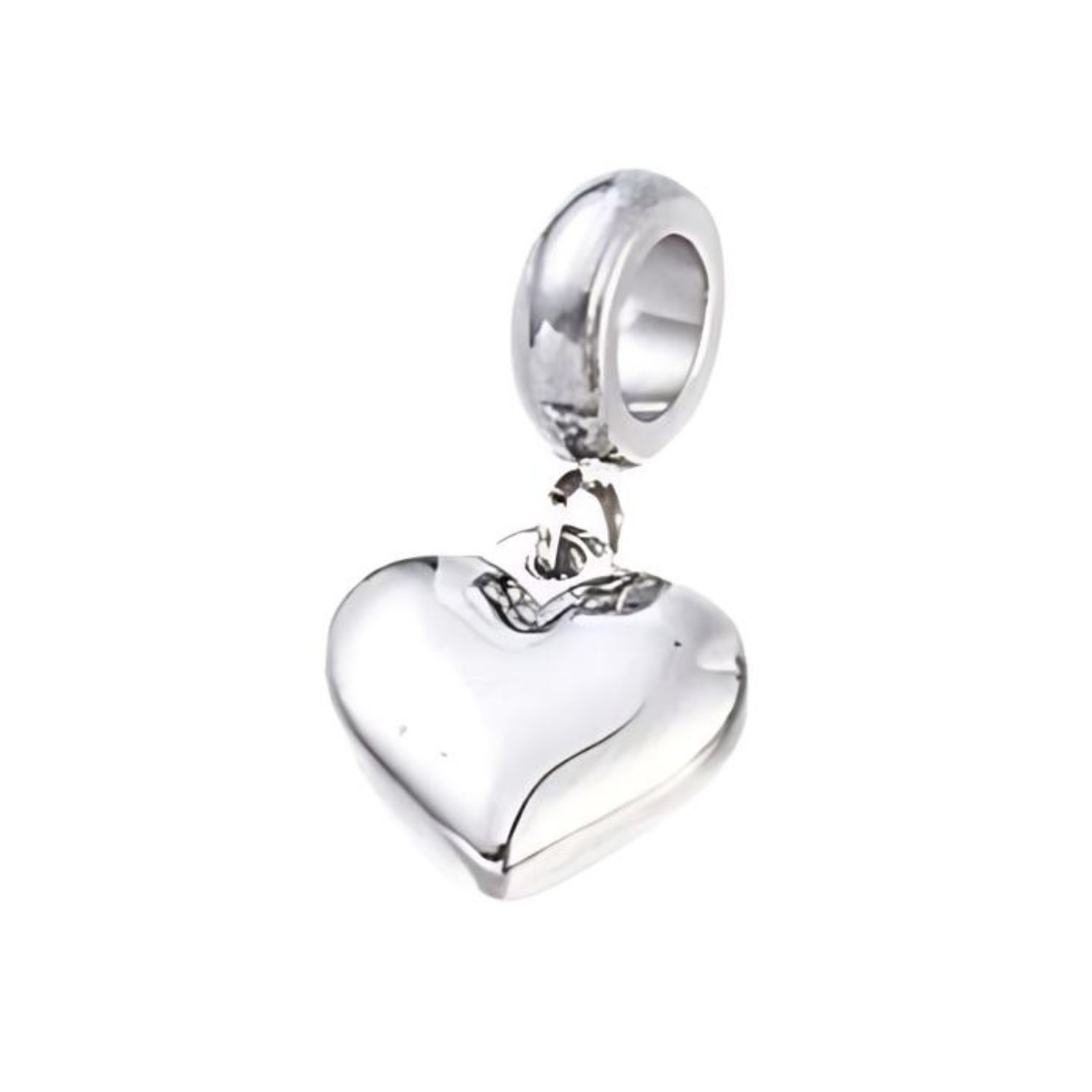 Stainless Steel Heart, 1pc, 12x12x4mm, Bail/Hole 5mm, Charms/Pendants, Fits Pandora, 4gms/0.14oz