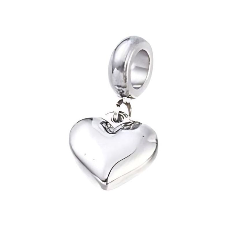 Stainless Steel Heart, 1pc, 12x12x4mm, Bail/Hole 5mm, Charms/Pendants, Fits Pandora, 4gms/0.14oz