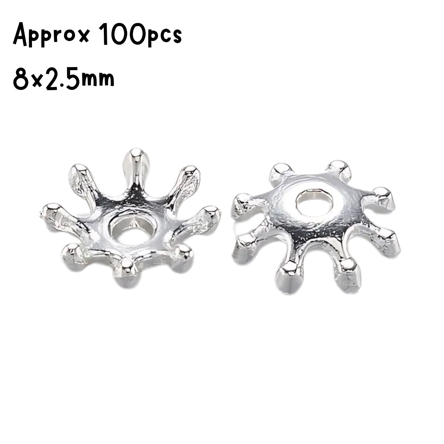 SP Pewter Bead Caps, Approx 100pcs, 8x2.5mm, Hole 1.5mm, Fits 8~10mm Beads, 23gms/0.81oz