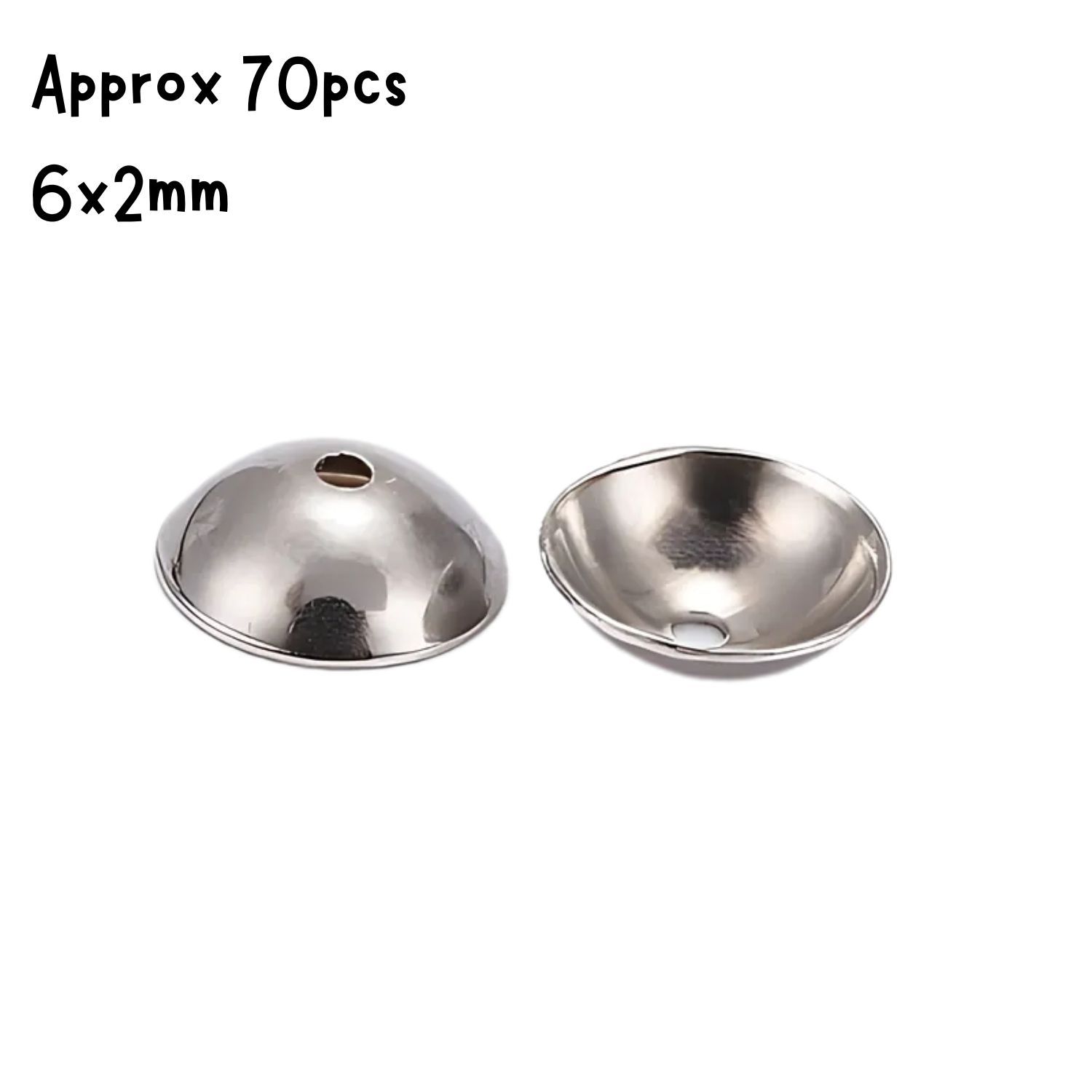 Stainless Steel Bead Caps, Approx 70pcs, 6x2mm, Hole 0.5mm, Fits 6~8mm Beads, 5gms/0.18oz