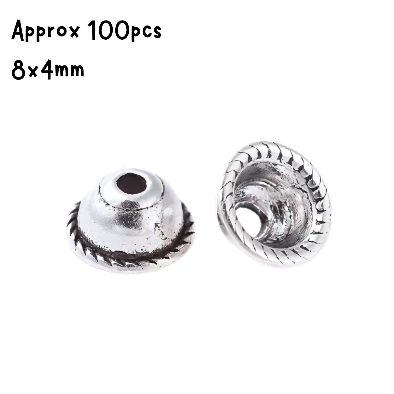 Tibetan Apetalous Style Bead Caps, Approx 100pcs, 8x4mm, Hole 2mm, Fits 8~10mm Beads, 38gms/1.34oz