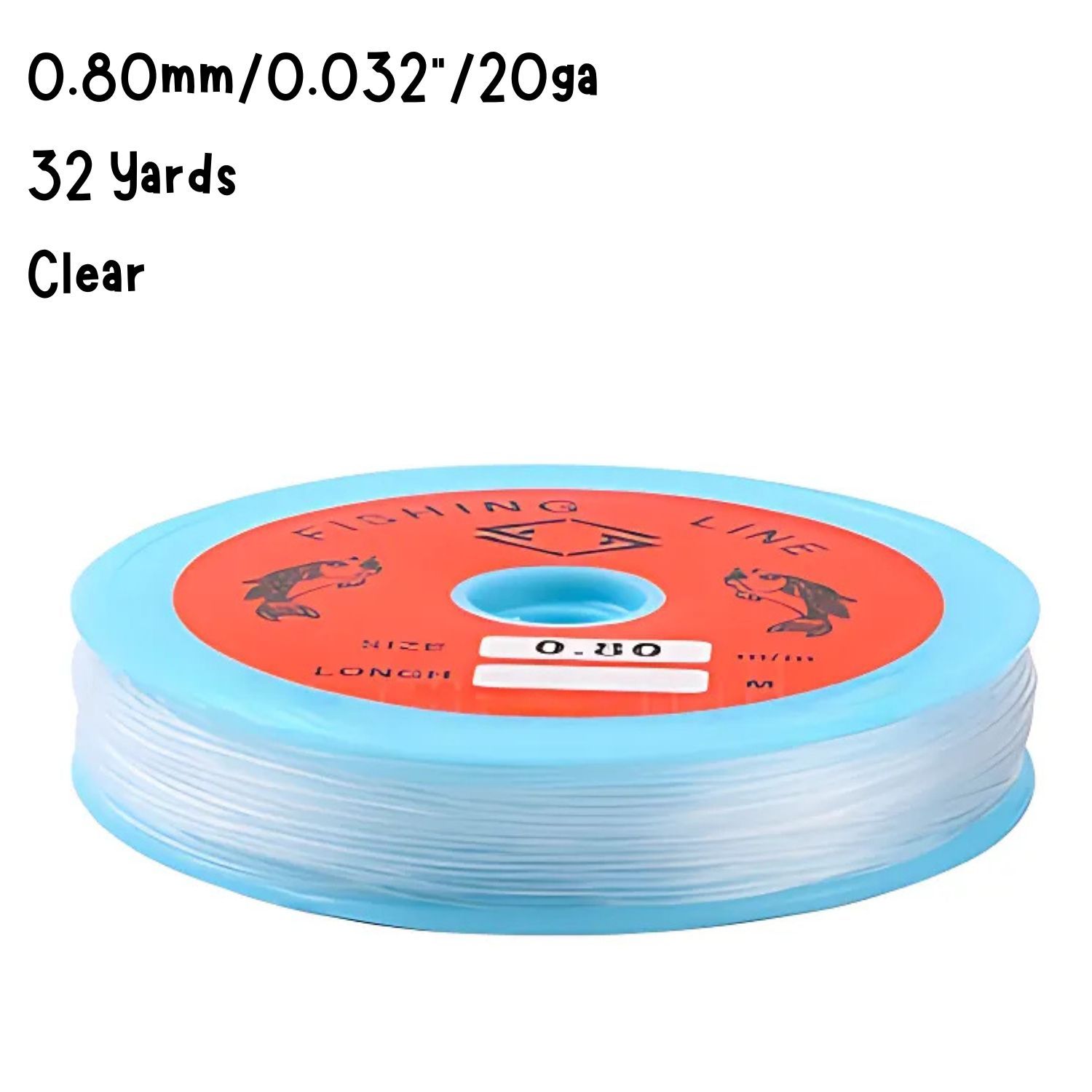 0.80mm, Clear Nylon Fishing Line Thread, 32 Yards, Approx 0.032&quot;/20ga, 72gms/2.54oz