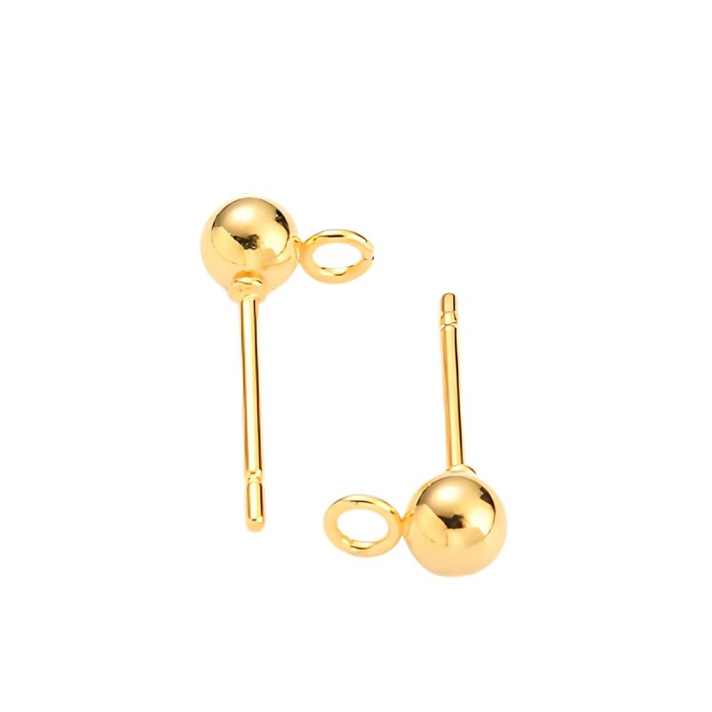 GP 4mm Stainless Steel Earring Bobs/Studs, 20 Bobs, 15x7x4mm, Hole: 1.7mm, Pin: 0.7mm, 9gms/0.32oz
