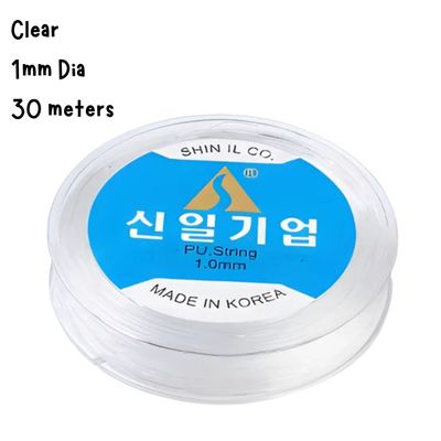 1mm Clear Elastic Crystal Stretchy Cord, 30 Meters, 72gms/2.54oz