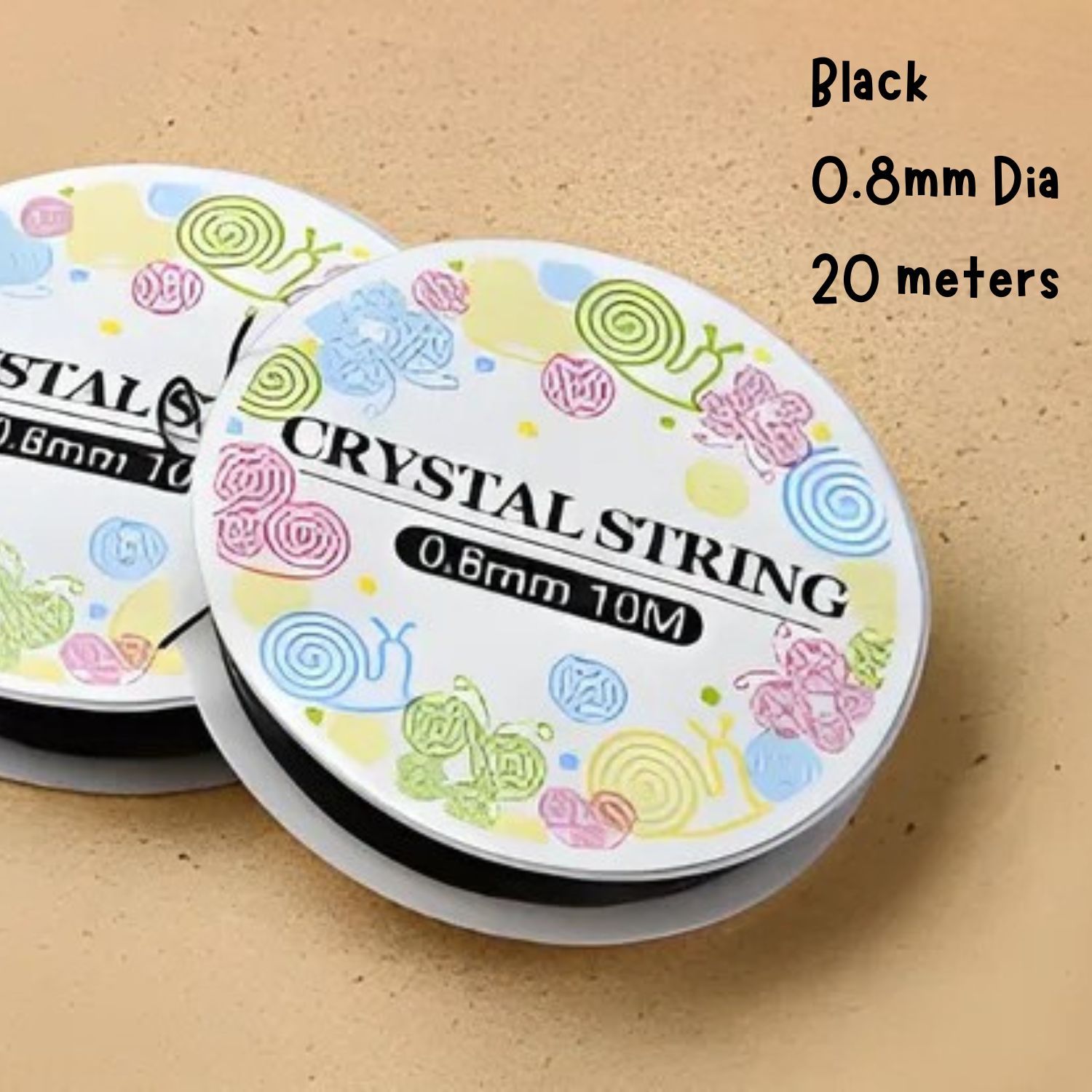 0.8mm Black Elastic Stretchy String Cord, 20 Meters, 29gms/1.02oz