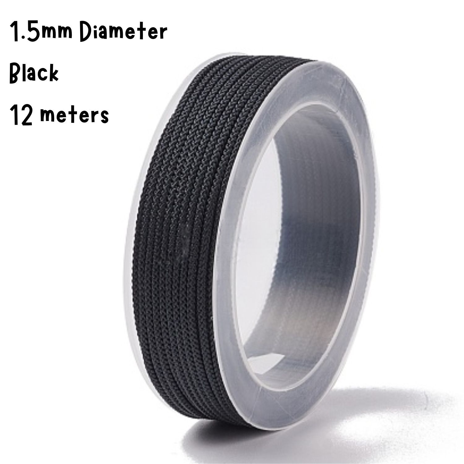 1.5mm Black, Chinese Knotting Cord, 12 Meters, 33gms/1.16oz