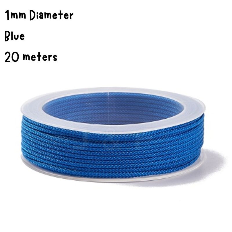 1mm Chinese Knotting Cord, Blue, 20 Meters/65 Feet, 33gms/1.16oz