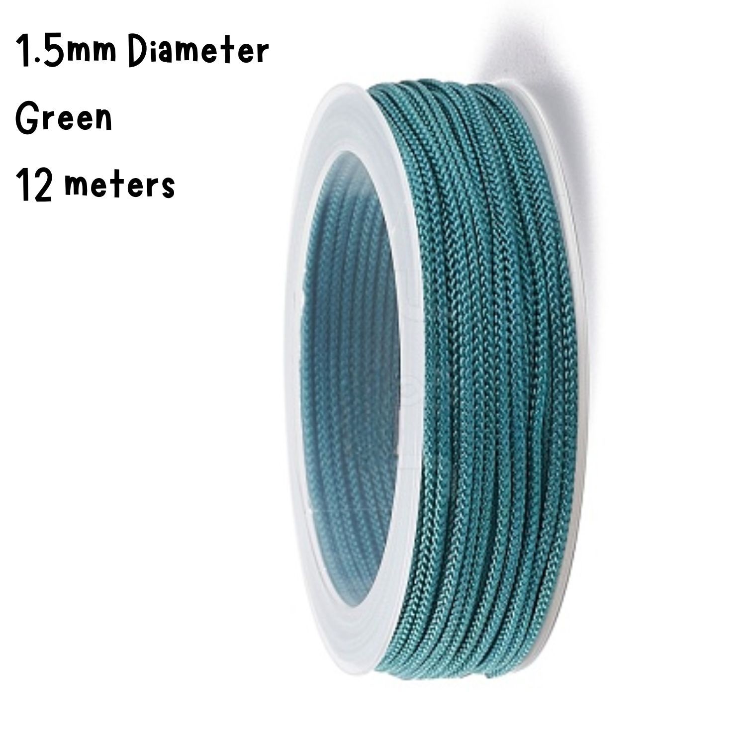 1.5mm Green, Chinese Knotting Cord, 12 Meters, 33gms/1.16oz