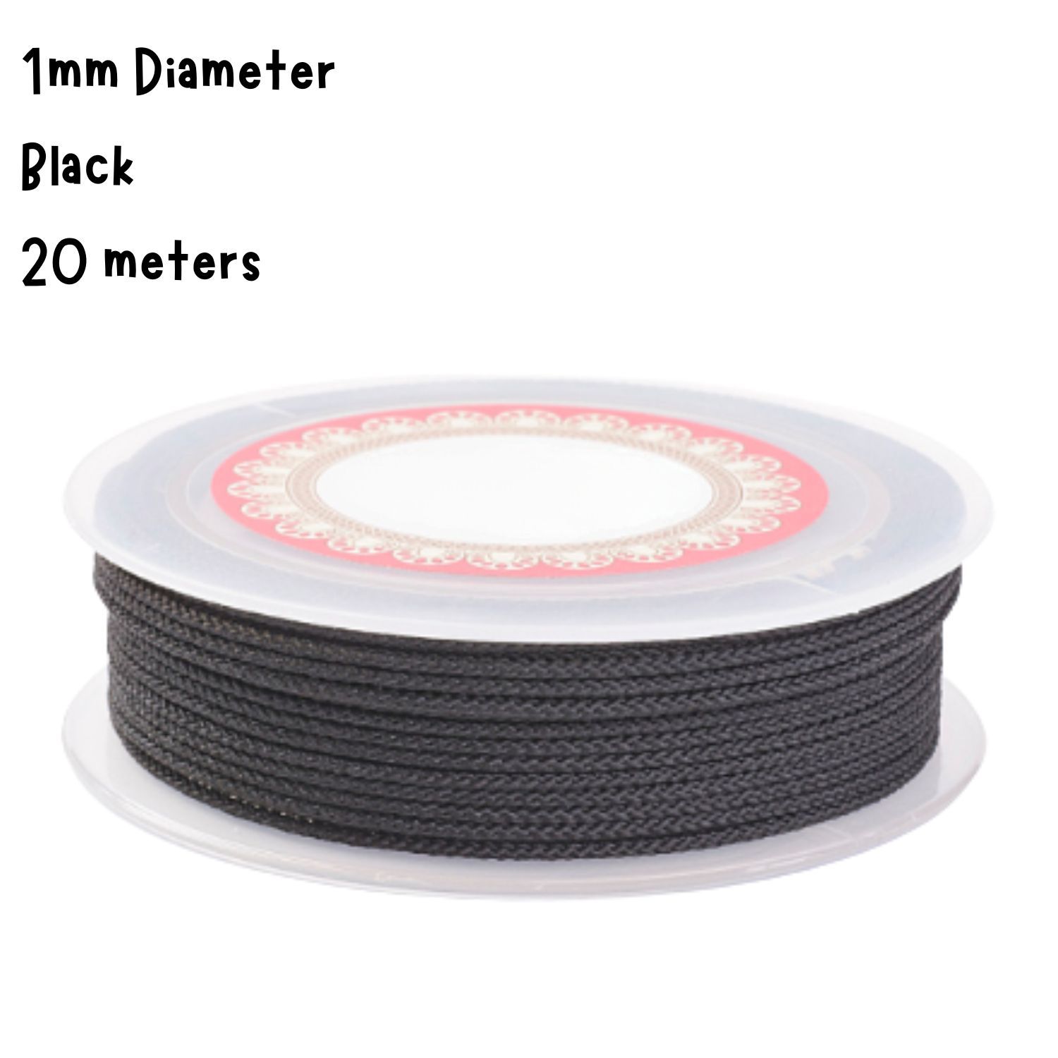 1mm Black, Chinese Knotting Cord, 20 Meters, 33gms/1.16oz
