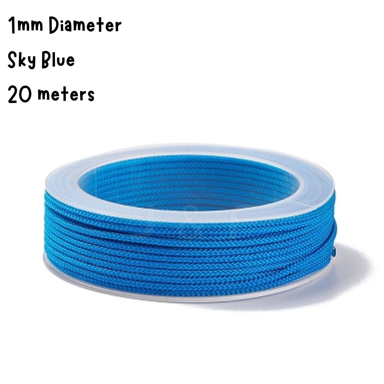 1mm Sky Blue, Chinese Knotting Cord, 20 Meters, 33gms/1.16oz