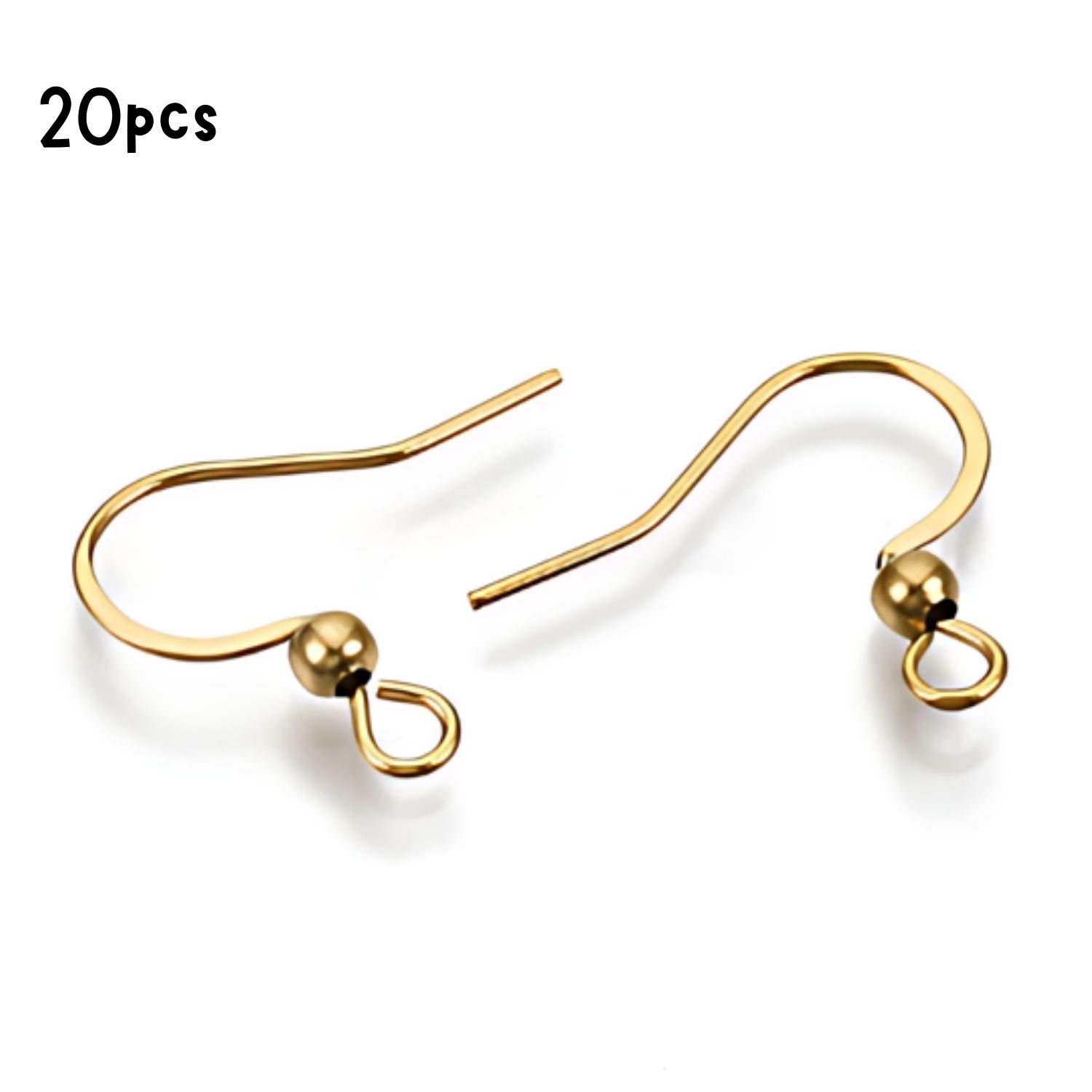 GP Stainless Steel French Flat Earring Hooks/Wires, 20pcs, W/3mm Bead, 15~17x18mm, 21 Guage, 0.7mm Pin, 4gms/0.14oz