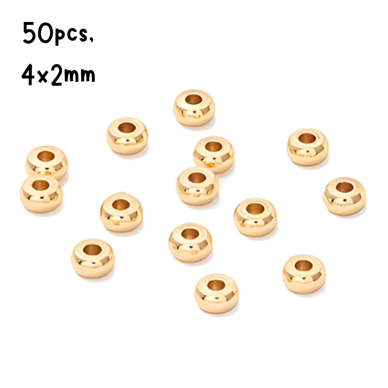 GP Stainless Steel Disc Flat Beads, 50pcs, 4x2mm, Hole 1.5mm, 7gms/0.25oz