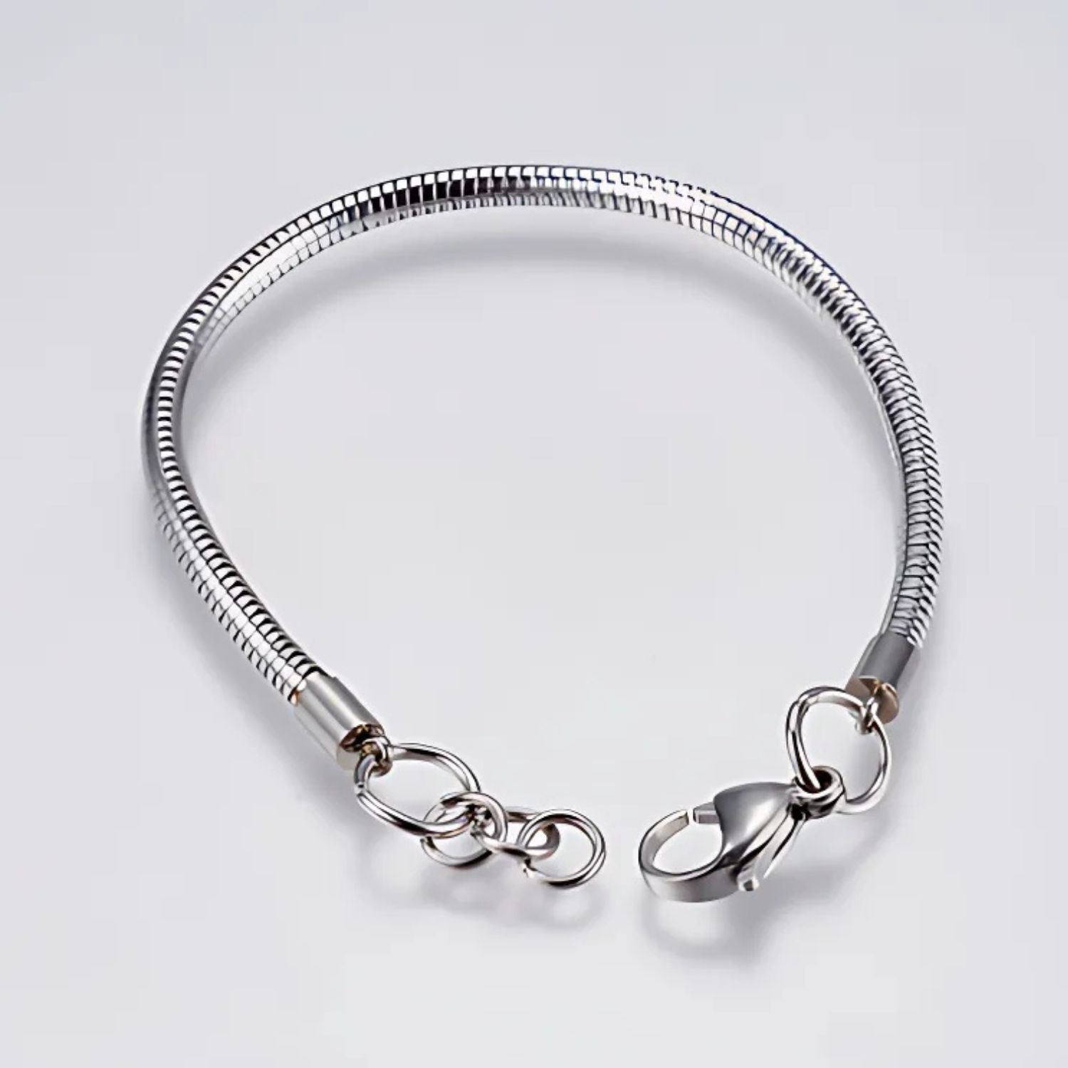 Stainless Steel, Snake Chain Bracelet, 1pc, 7-3/8&#39;&#39;x3mm, Fits Pandora Beads &amp; Charms, 7gms/0.25oz