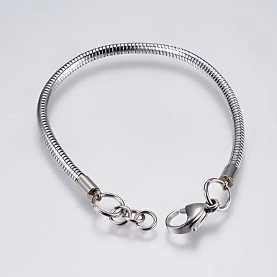 Stainless Steel, Snake Chain Bracelet, 1pc, 7-3/8''x3mm, Fits Pandora Beads &amp; Charms, 7gms/0.25oz