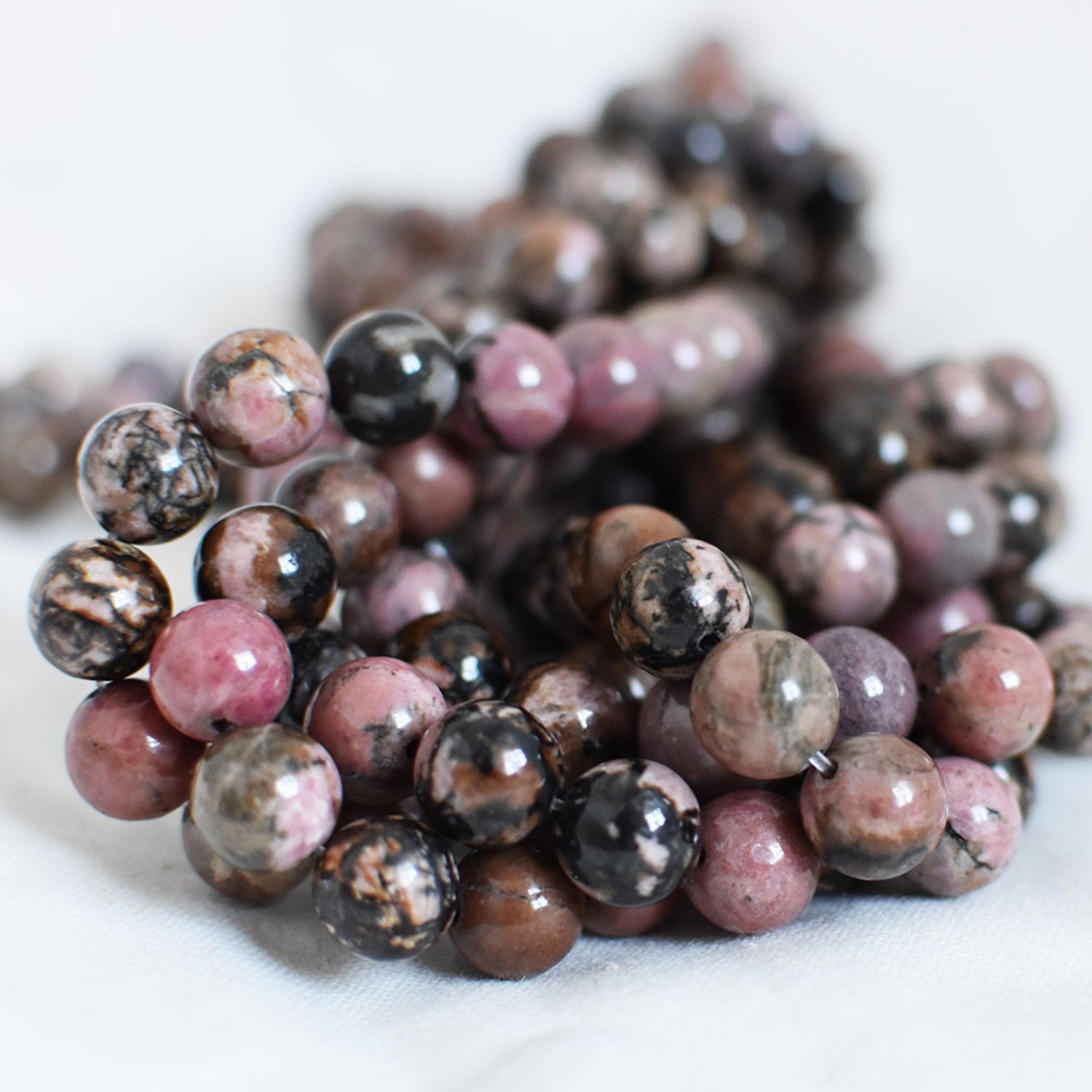 4mm Rhodonite, 15&#39;&#39; Strand, Approx 85 Beads, Round, Natural, 0.8mm Hole, Gemstones, 0.03oz
