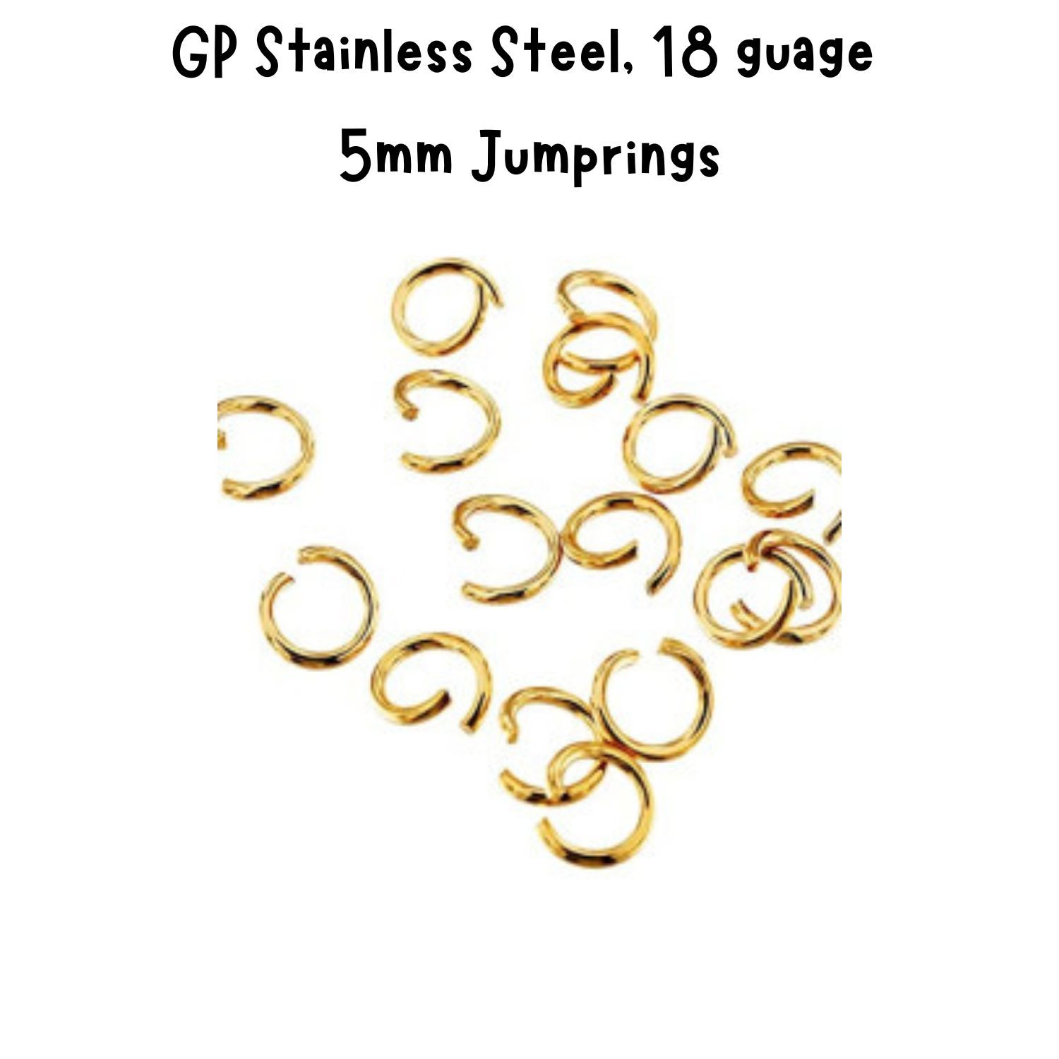 5mm GP Stainless Steel Jumprings, Approx 50pcs,  18 Guage, 5x1mm, 5gms/0.18oz