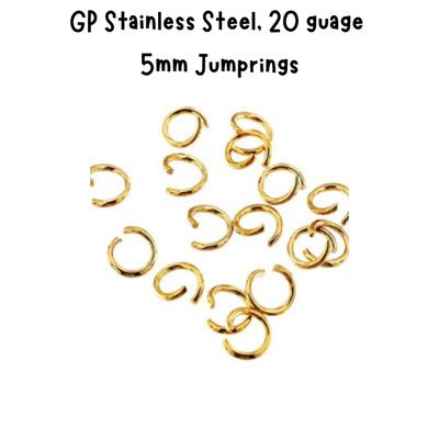 5mm GP Stainless Steel Jumprings/Jump Rings, Approx 50pcs, 20 Guage, 5x0.8mm, 3gms/0.11oz