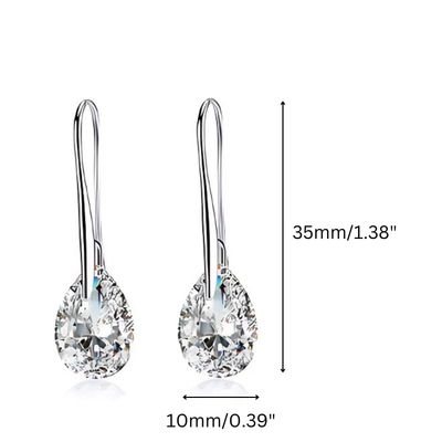 Stainless Steel Dangle Earrings, 1pr, W/Cubic 15x10mm Zirconia Teardrops, 5gms/0.18oz
