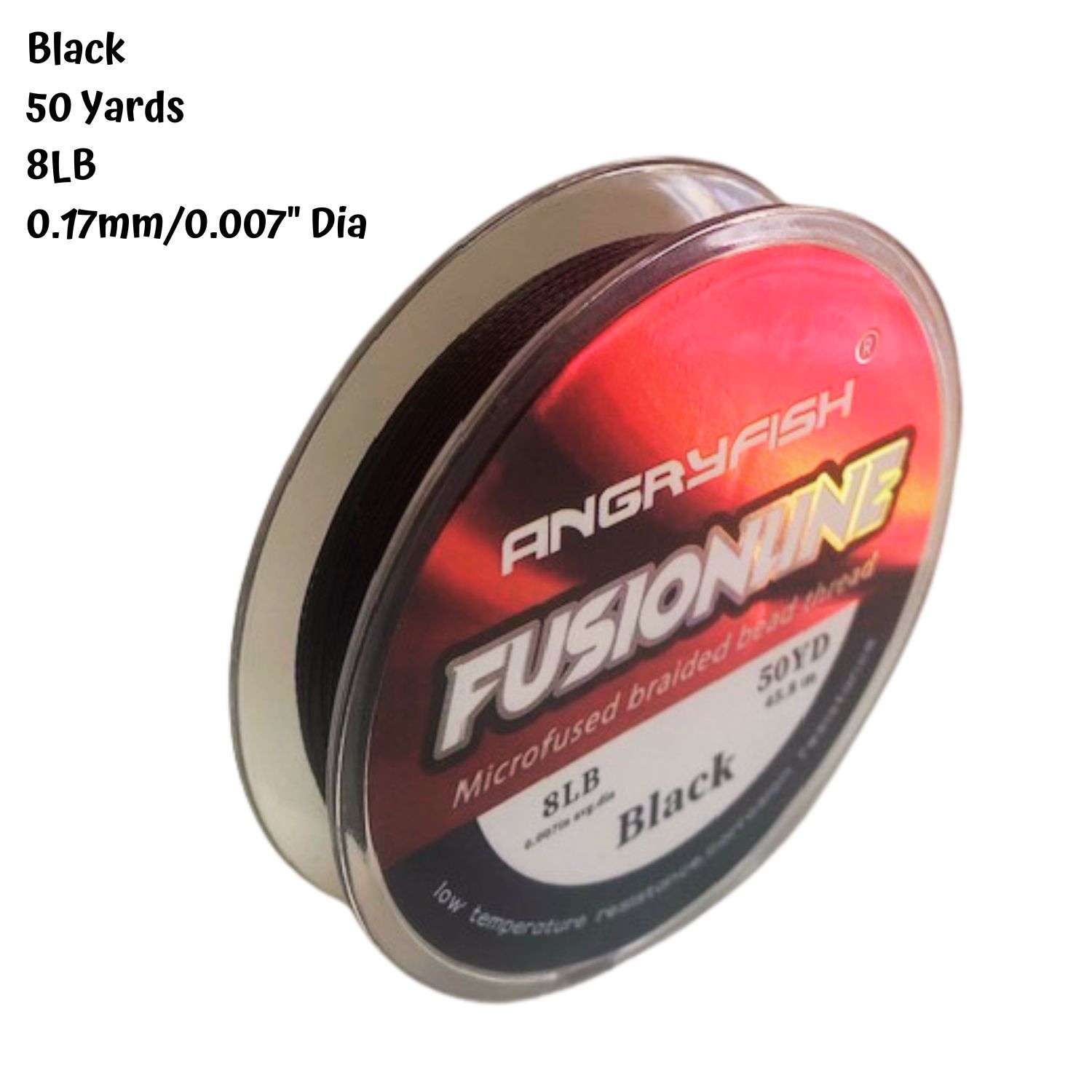 8lb Fusionline, Black, 50 yards, 0.007&quot;/0.17mm, 29gms/1.02oz