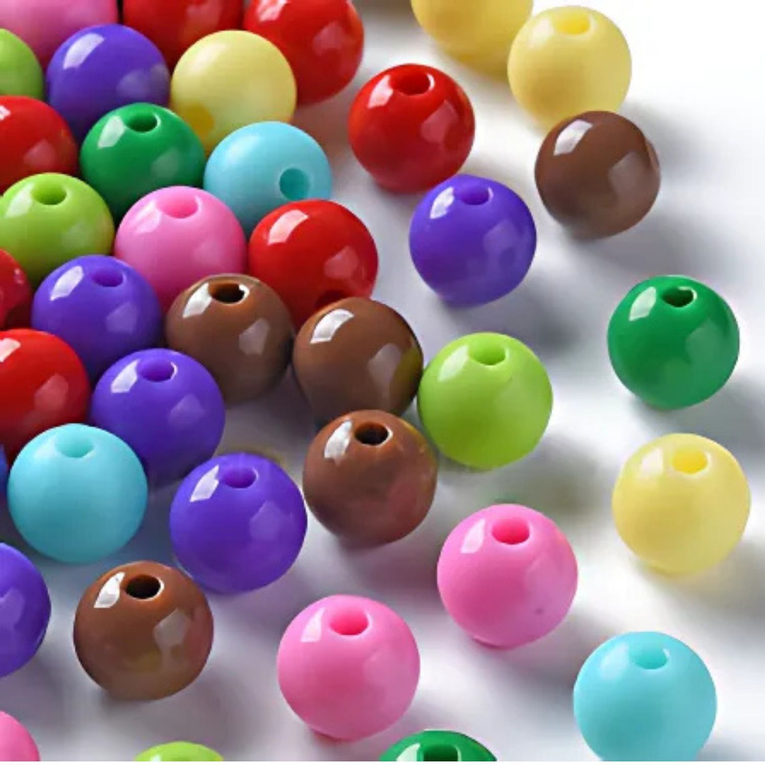 8mm Round Multicolored Acrylic Beads, Approx 200pcs, Hole 2mm, 55gms/1.94oz