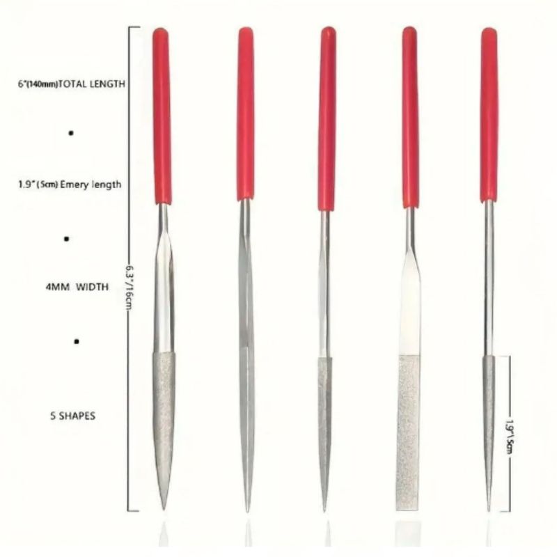 5 Piece Set Steel Diamond Files, 47gms/1.66oz