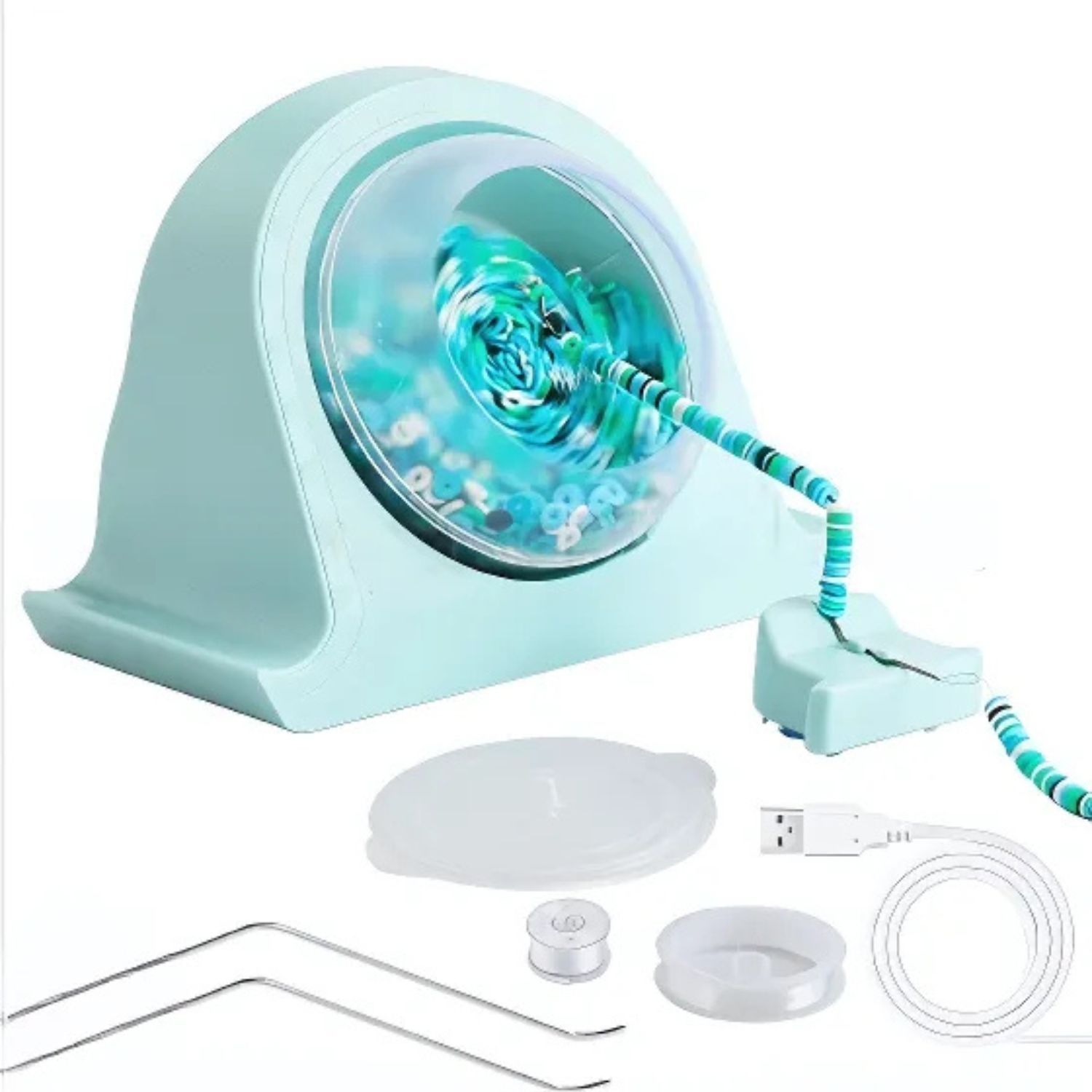Bead Spinner, 1 Set, W/2 Needles, Heishi Beads, 7.48&quot;x5.8&quot;x2.15&quot;,  Powered W/USB Cord, 656gms/23.14oz