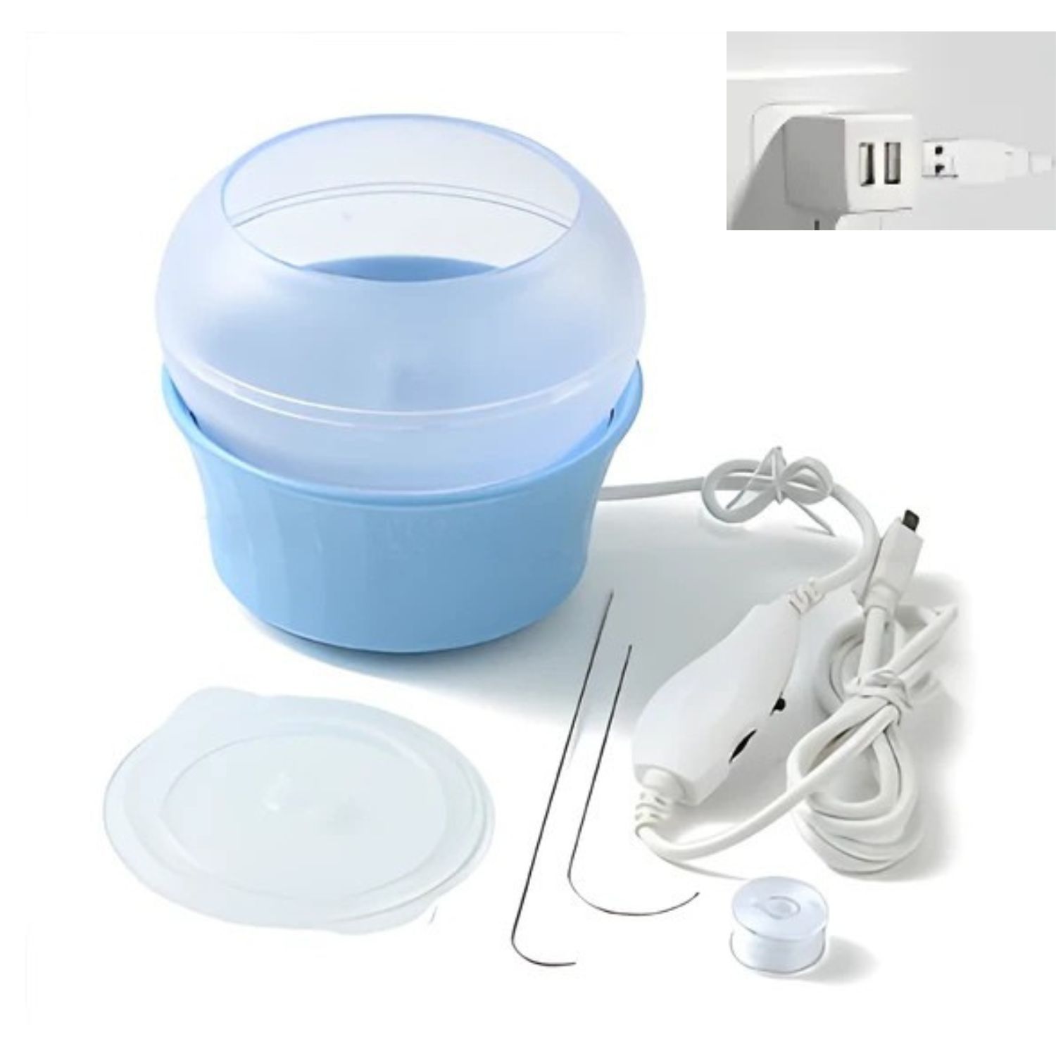Bead Spinner, 1 Set, W/2 Needles &amp; 1 Roll of Thread, 4.30&quot;x4.30&quot;x3.80&quot;,  Powered W/USB Cord, 352gms/12.42oz