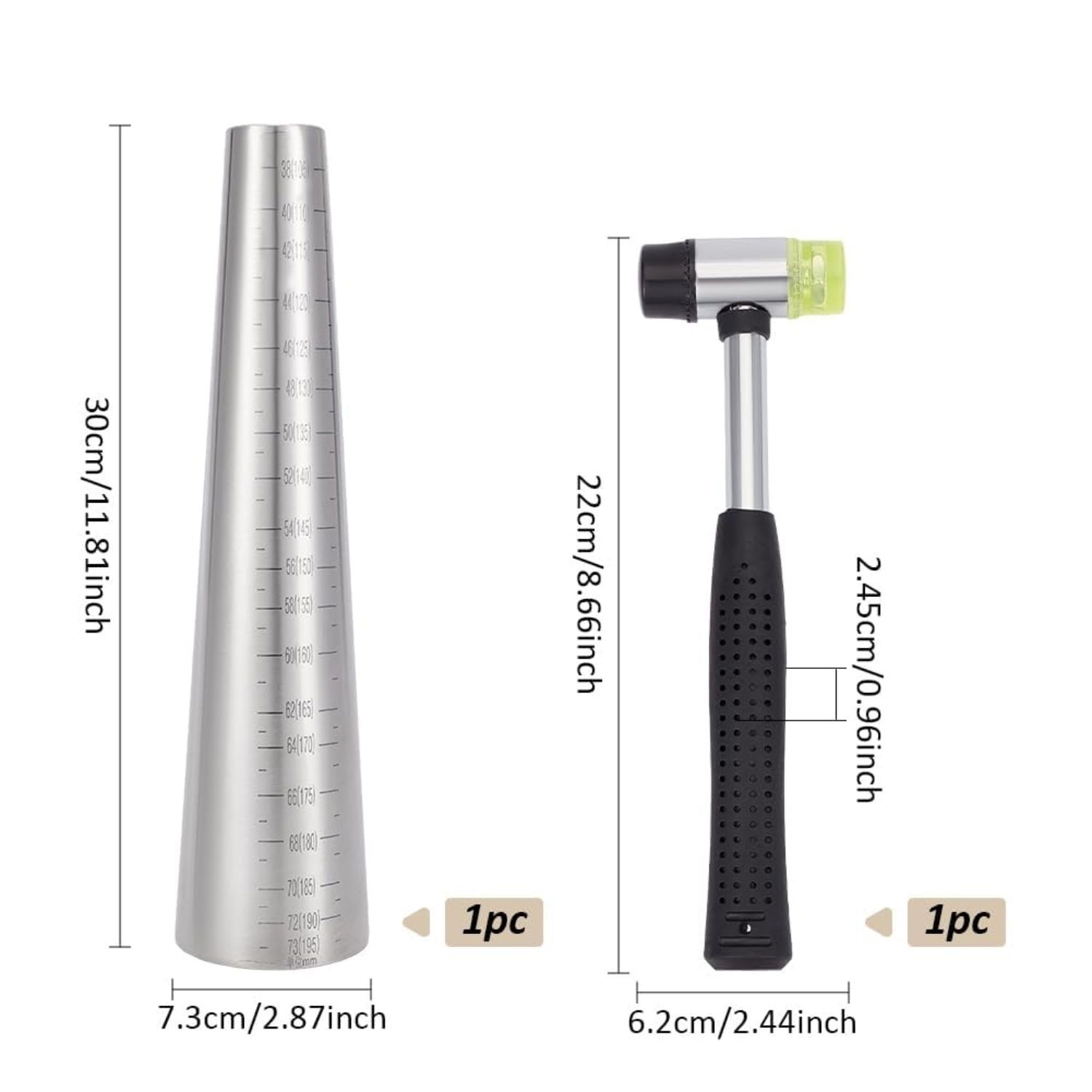 Stainless Steel Bracelet Mandrel &amp; Hammer, 936gms/33oz