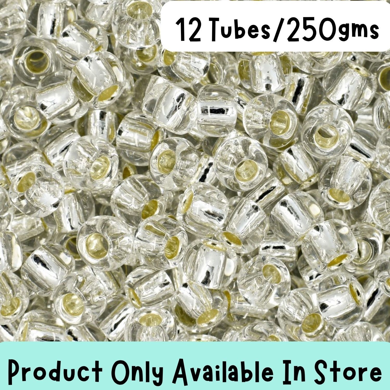 #6 Toho Seed Beads, Silver Lined Crystal, 4x4mm, 250 Grams/12 tubes, in store only