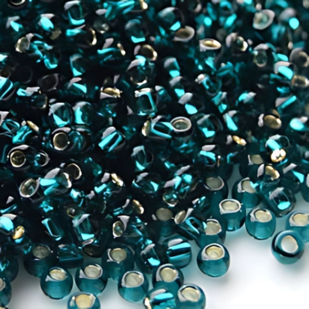 #8 Toho Seed Beads, Silver Lined Teal, 3x3mm, 19 Grams/0.67oz, ISO