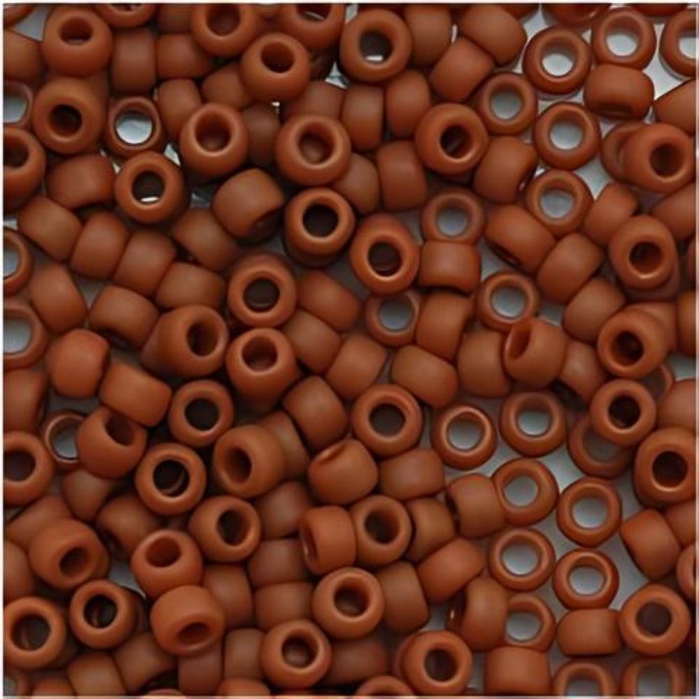 #8 Toho Seed Beads, Opaque Frosted Terra Cotta, 3x3mm, 19 Grams/0.67oz, ISO