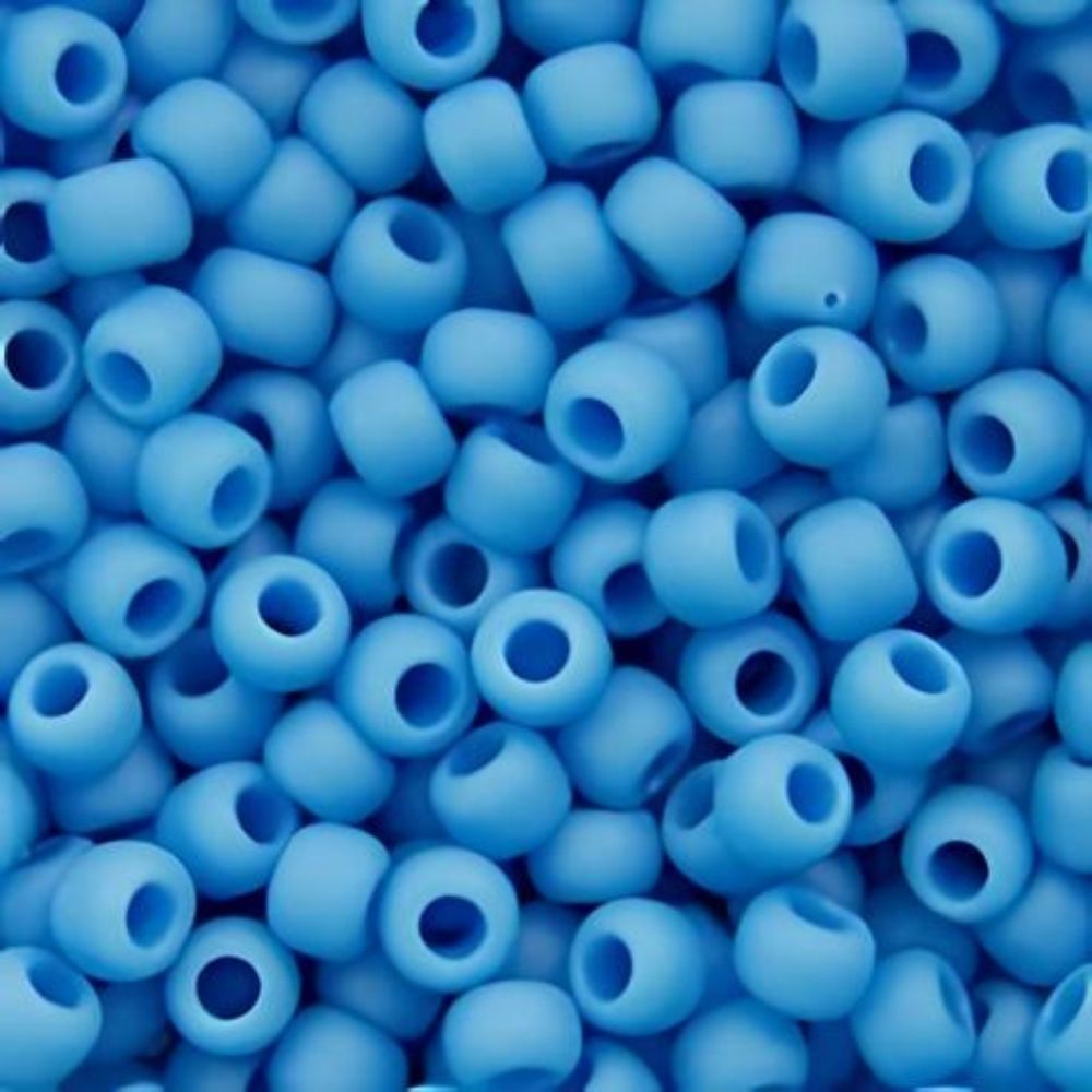 #8 Toho Seed Beads, Opaque Frosted Cornflower, 3x3mm, 19 Grams/0.67oz, ISO