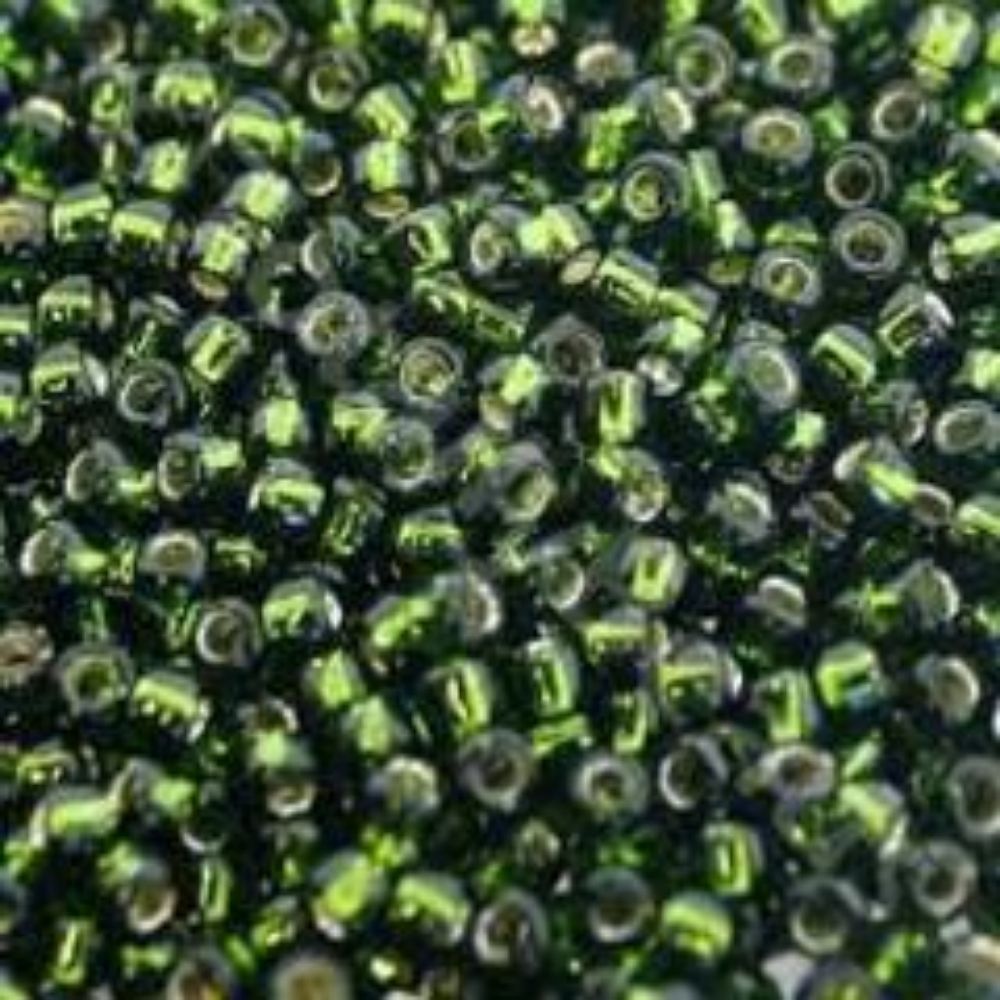 #8 Toho Seed Beads, Silver Lined Olive / Olivine, Green, 3x3mm, 19 Grams/0.67oz, ISO