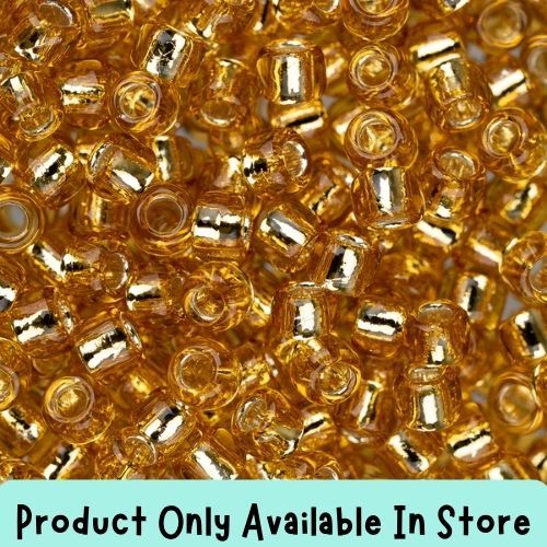 #8 Toho Seed Beads, Silver Lined Medium Topaz, 3x3mm, 19 Grams/0.67oz, ISO