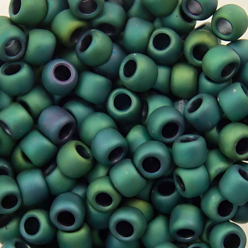#8 Toho Seed Beads, Matte Iris Teal Ab, 3x3mm, 19 Grams/0.67oz, ISO