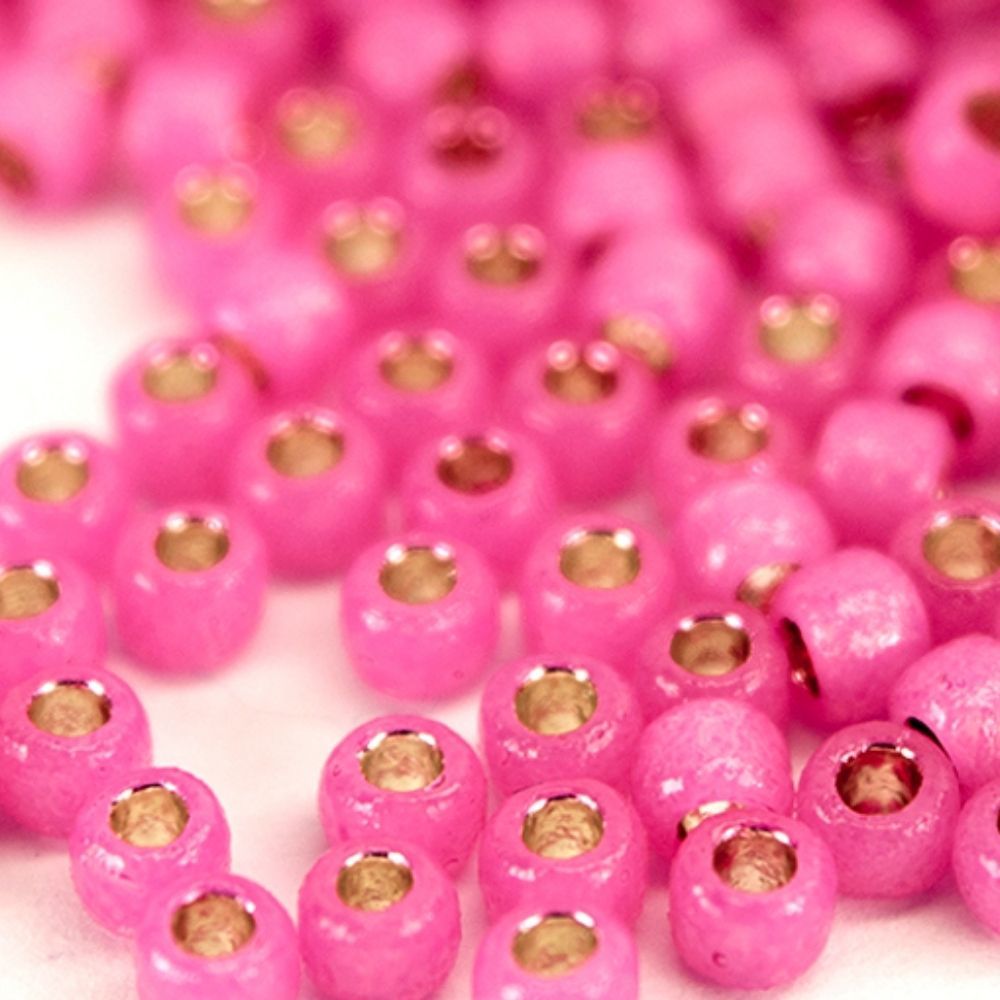 #8 Toho Seed Beads, Silver Lined Milky Electric Pink, Permanent Finish, 3x3mm, 19 Grams/0.67oz, ISO