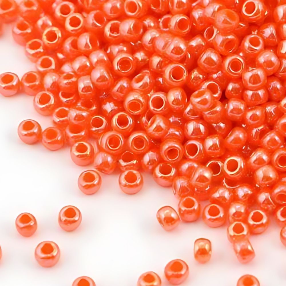 #8 Toho Seed Beads, Opaque Luster Pumpkin, 3x3mm, 19 Grams/0.67oz, ISO