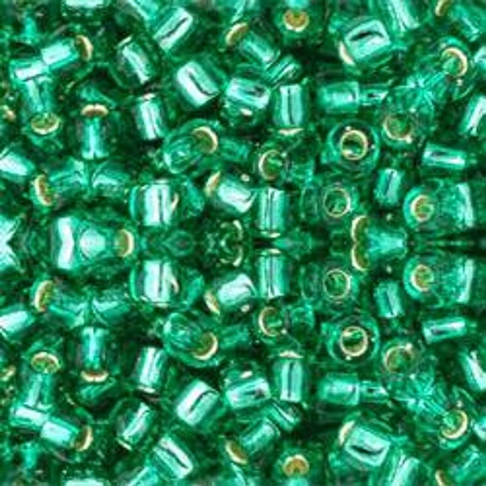 #8 Toho Seed Beads, Silver Lined Dark Peridot, 3x3mm, 19 Grams/0.67oz, ISO