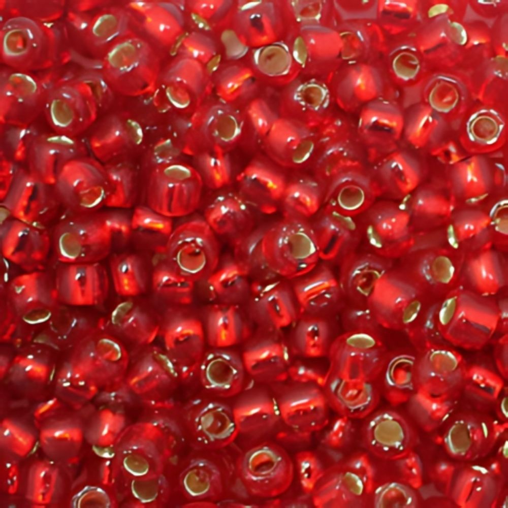 #8 Toho Seed Beads, Silver Lined Red Siam Ruby, 3x3mm, 19 Grams/0.67oz, ISO