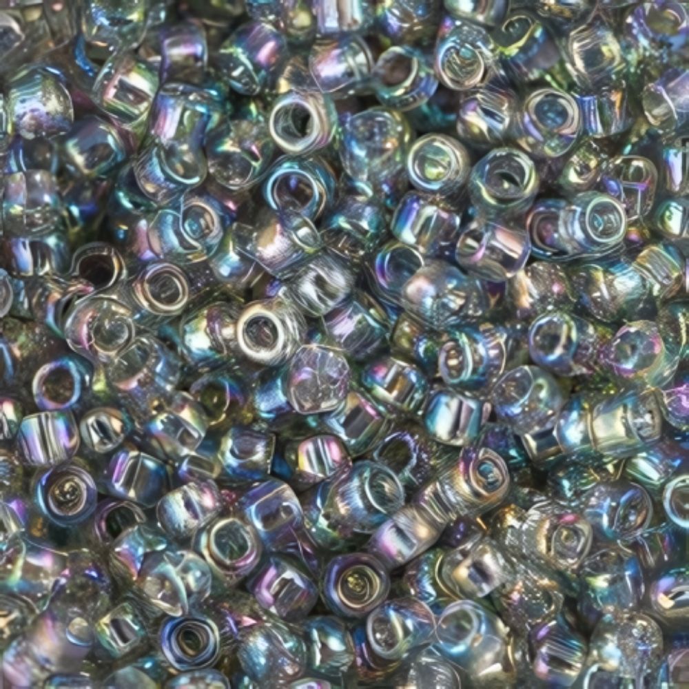 #8 Toho Seed Beads, Transparent Rainbow Black Diamond, 3x3mm, 19 Grams/0.67oz, ISO