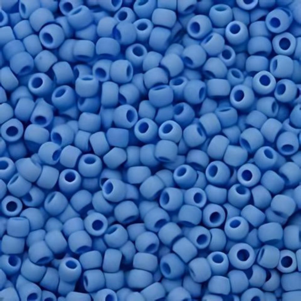 #8 Toho Seed Beads, Opaque Frosted Periwinkle Blue, 3x3mm, 19 Grams/0.67oz, ISO